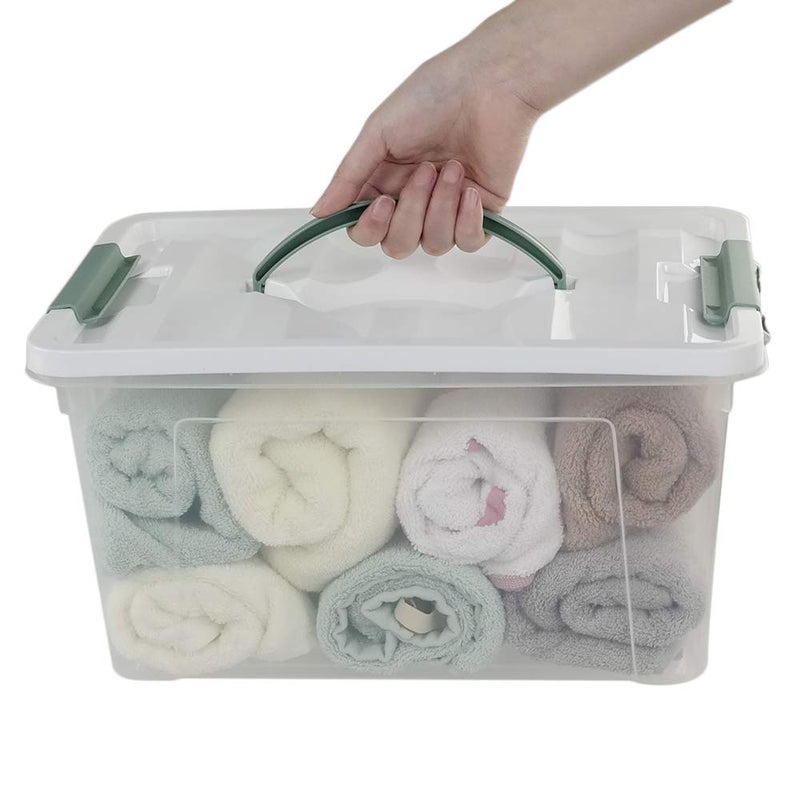 Saedy 14 Quart Latching Box, Great Funtionality Plastic Storage Bin with Lid, Clear Transparent Box with Handles - Image 2